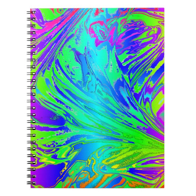 Caderno Espiral Fluid Rainbow Abstrato Paint Splatters (Frente)