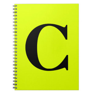 Caderno Espiral Fluorescente Chartreuse Amarelo Neon Monograma Nom