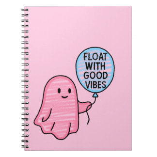 Caderno Espiral Flutuar com boas vibrações, fofo design