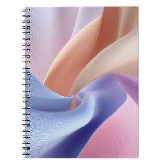 Caderno Espiral Fluxo de Tecido Pastel Abstrato com Curvas Suaves