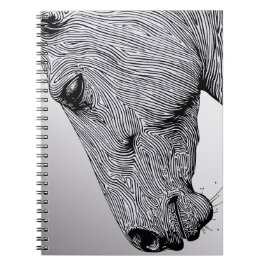 Caderno Espiral Fluxo do Cavalo de Arte de Linha Minimalista Selva