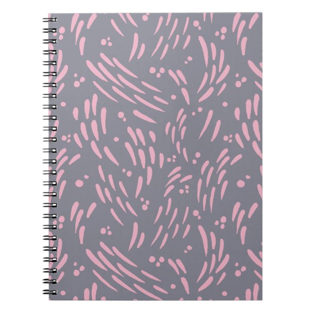 Caderno Espiral Fluxo em Cinza e Rosa (Frente)