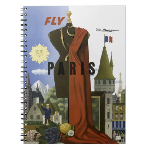 Caderno Espiral Fly Paris France Viagens vintage
