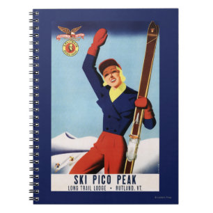 Caderno Espiral Flyer Flexível Pin-Up Skiing Girl