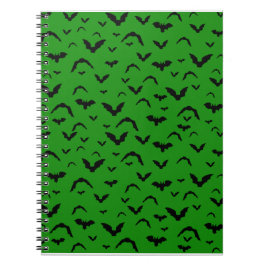 Caderno Espiral Flying Bats on Green