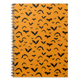 Caderno Espiral Flying Bats on Orange