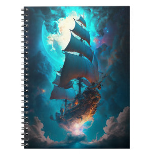 Caderno Espiral Flying Ship Fantasy Art