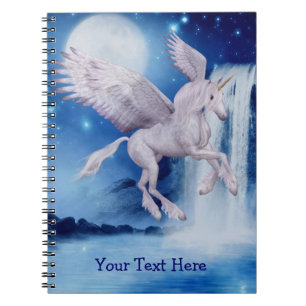 Caderno Espiral Flying Unicorn Waterfall Personalizado