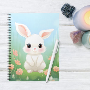 Caderno Espiral Fofinho Meadow: Coelho Bebê nas Flores da primaver