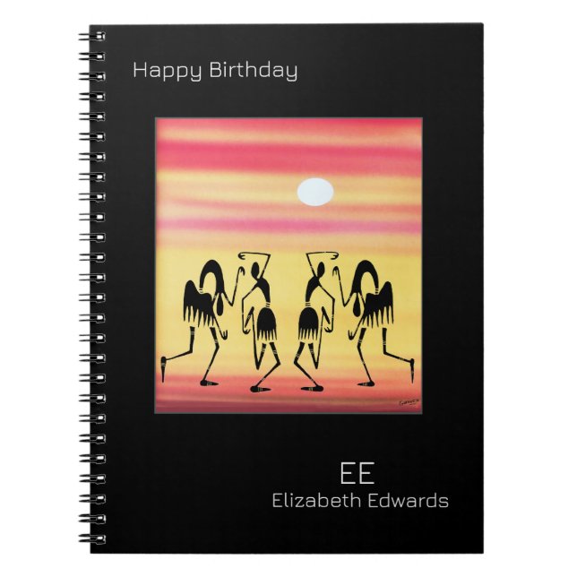 Caderno Espiral Fofo, Ouro Sunset, Dança de Quebra Aniversário (Frente)