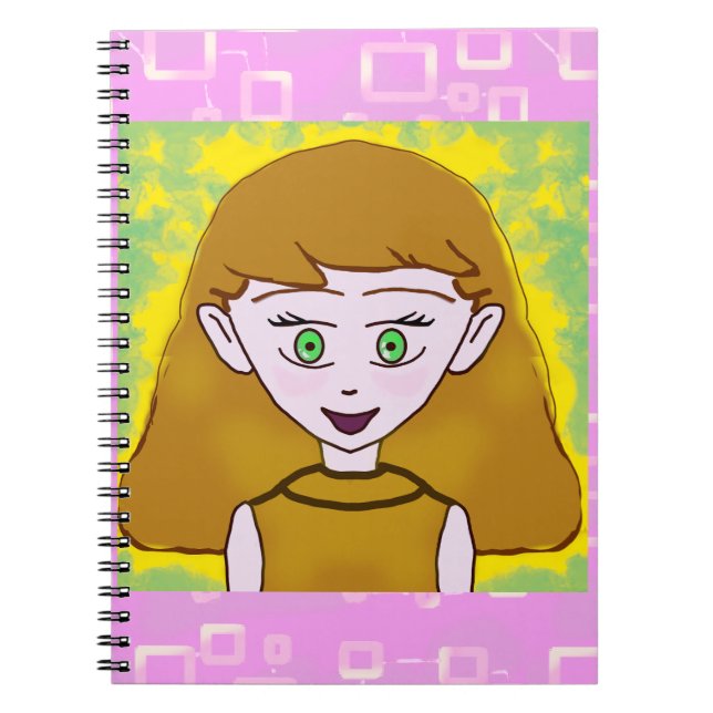 Caderno Espiral Fofo Rosa Alegre (Frente)