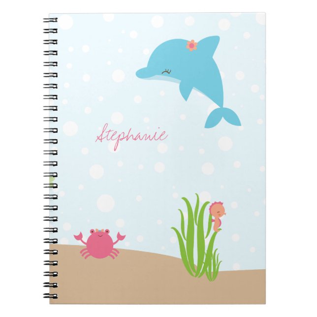 Caderno Espiral Fofo sob o mar garotas personalizadas notebook (Frente)