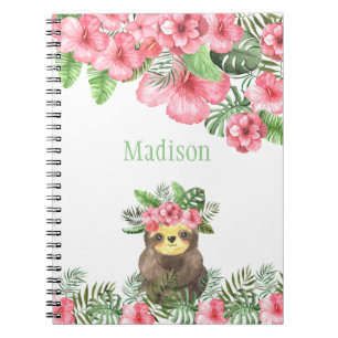 Caderno Espiral Fofoca-rosa-branca-palha havaiana Nome Animal