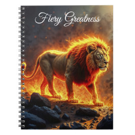 Caderno Espiral Fogo Lion paisagem infernal blascinando arte