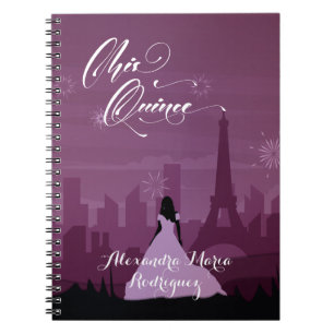 Caderno Espiral Fogos de artifício da Burgundy Rosa Pink Paris Qui