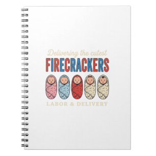 Caderno Espiral Fogueiras de Trabalho e Entrega Enfermeira de Bebê