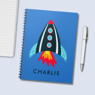 Caderno Espiral Foguete espacial crianças