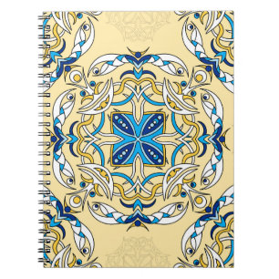 Caderno Espiral Folchwork Arabic Floral Textura Vintage