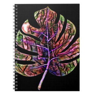 Caderno Espiral Folha Brilhante Neon Tropical