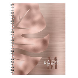 Caderno Espiral Folha de Ouro Rosa Monograma