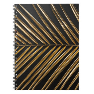 Caderno Espiral Folha de Palma de Data do ouro: Minimalista Negro