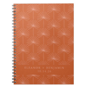 Caderno Espiral Folha de Palme Botânica Laranja Queimado Casamento