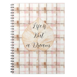 Caderno Espiral Folha de Xadrez Rosa Marrom Branco Listras