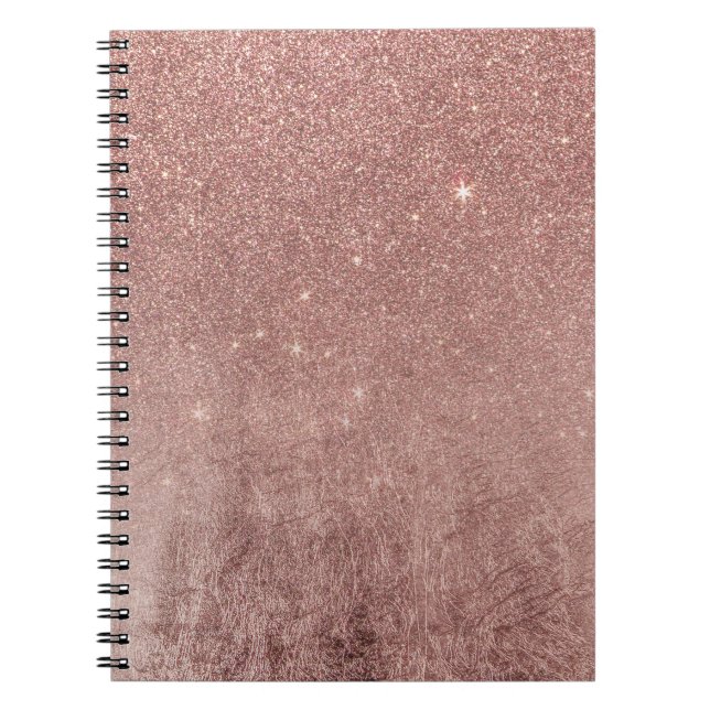 Caderno Espiral Folha Dourado do rosa Glam feminino do rosa e (Frente)