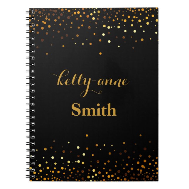 Caderno Espiral Folha Dourado preta kraft glamoroso do falso do (Frente)
