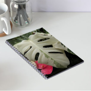 Caderno Espiral Folha Floral Variegada de Monstera
