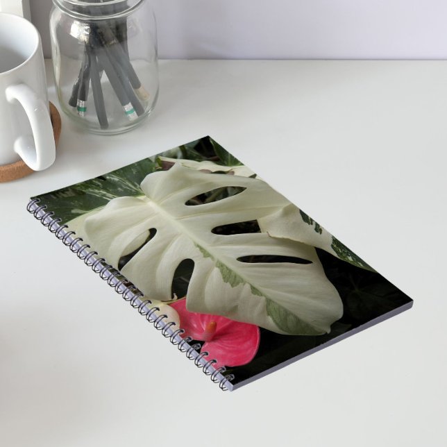 Caderno Espiral Folha Floral Variegada de Monstera (In Situ)