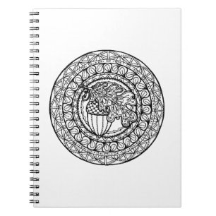 Caderno Espiral Folha inspirada do carvalho do outono da mandala