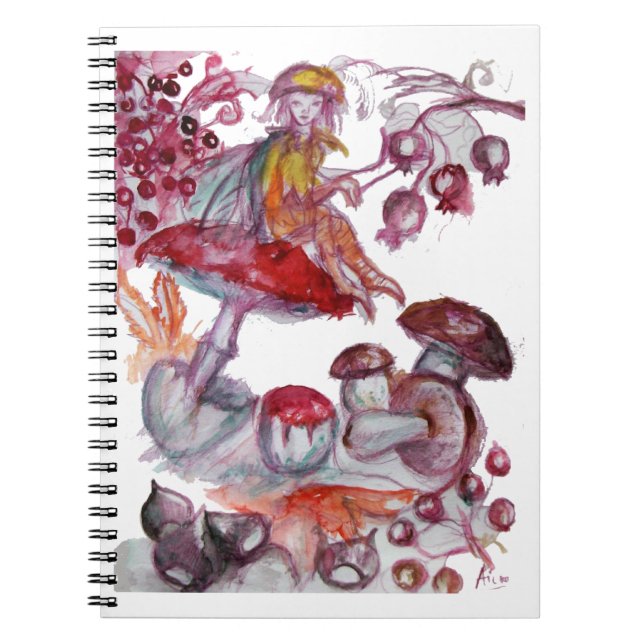 Caderno Espiral FOLHA MÁGICA DE MUSHROOMS Fantasia Branca Vermelha (Frente)