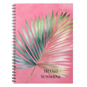 Caderno Espiral Folha Tropical Rosa Verde
