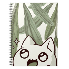 Caderno Espiral Folha verde com gato | amantes de animais de estim