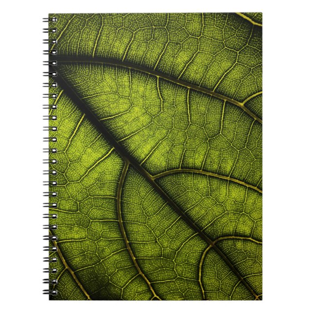 Caderno Espiral Folha verde em fotografia fechada (Frente)