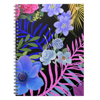 Caderno Espiral Folhagem Botânica Fern Retro Floral Colorida