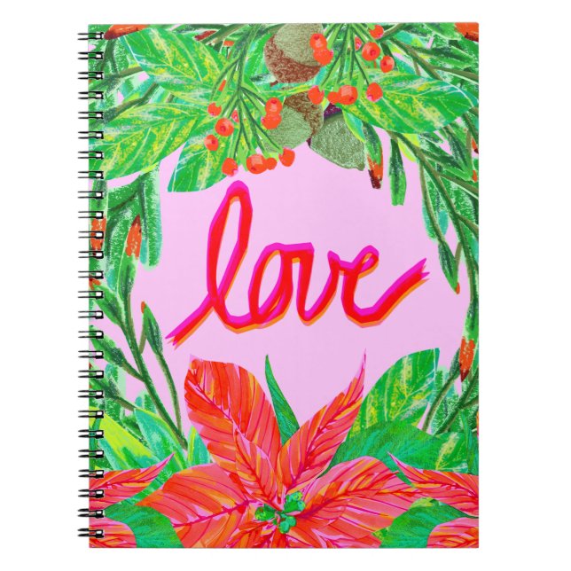 Caderno Espiral Folhagem de Natal - Amor (Frente)