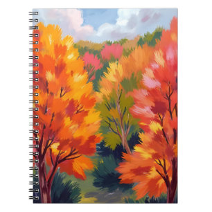Caderno Espiral Folhagem de Outono Aquarela de Folhas de Outono