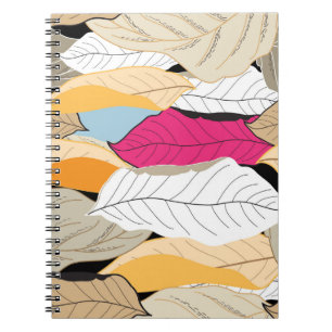 Caderno Espiral Folhas coloridas de outono, padrão sem costura.