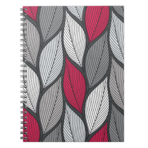 Caderno Espiral Folhas coloridas estilizadas padrão sem costura
