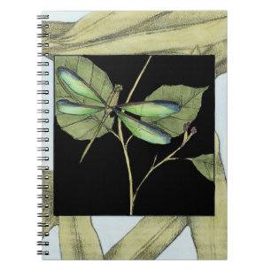Caderno Espiral Folhas com Dragonfly Inset por Jennifer Goldberger