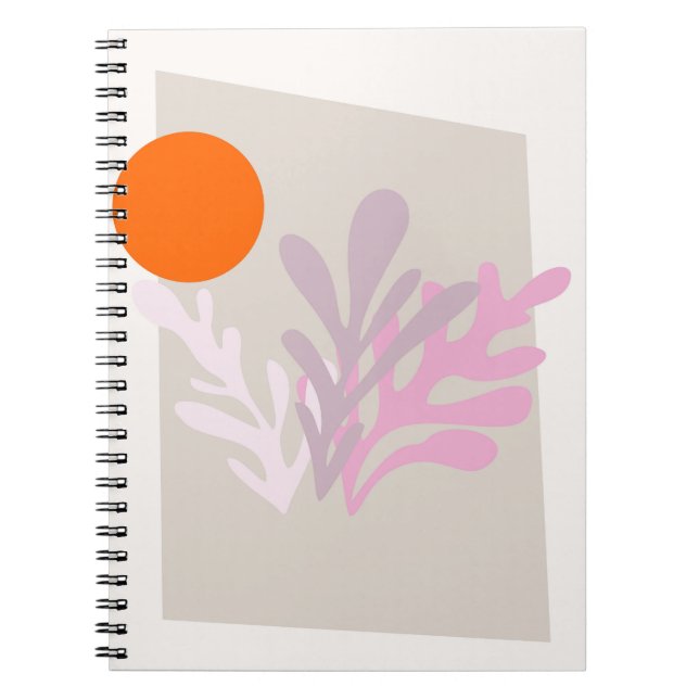Caderno Espiral Folhas de Abstrato rosa com notebook Sun (Frente)