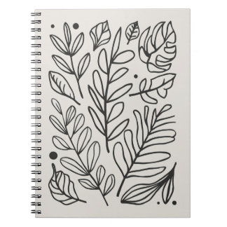 Caderno Espiral Folhas de Arte Botânica Minimalistas