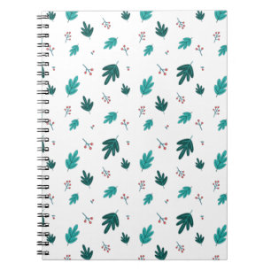 Caderno Espiral Folhas de Árvore Evergreen e Berries Red Holly