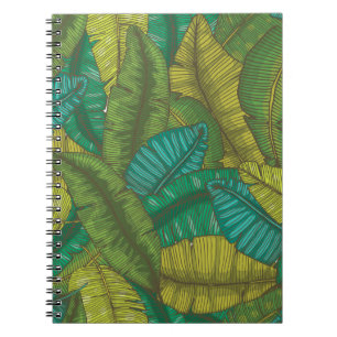 Caderno Espiral Folhas De Banana: Vintage Botânica Desenhada À Mão