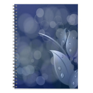 Caderno Espiral Folhas de Bokeh Azul