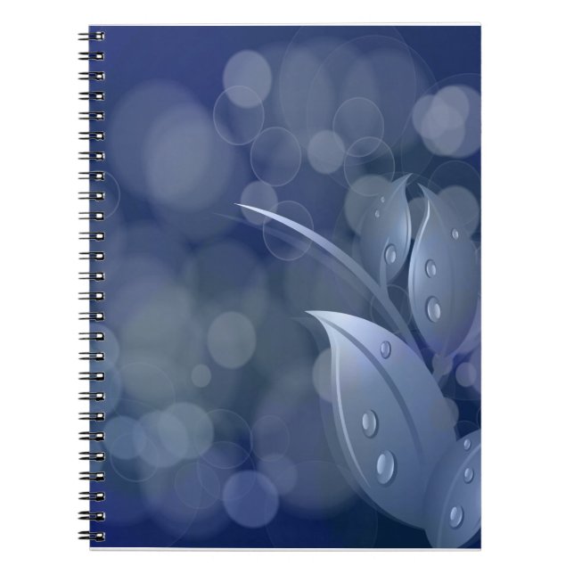 Caderno Espiral Folhas de Bokeh Azul (Frente)