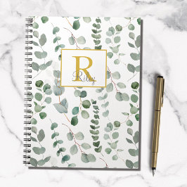 Caderno Espiral Folhas de Eucalipto Verde Monogram
