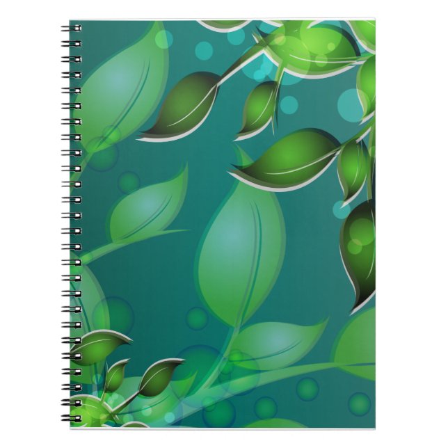 Caderno Espiral Folhas de jardim frescas (Frente)